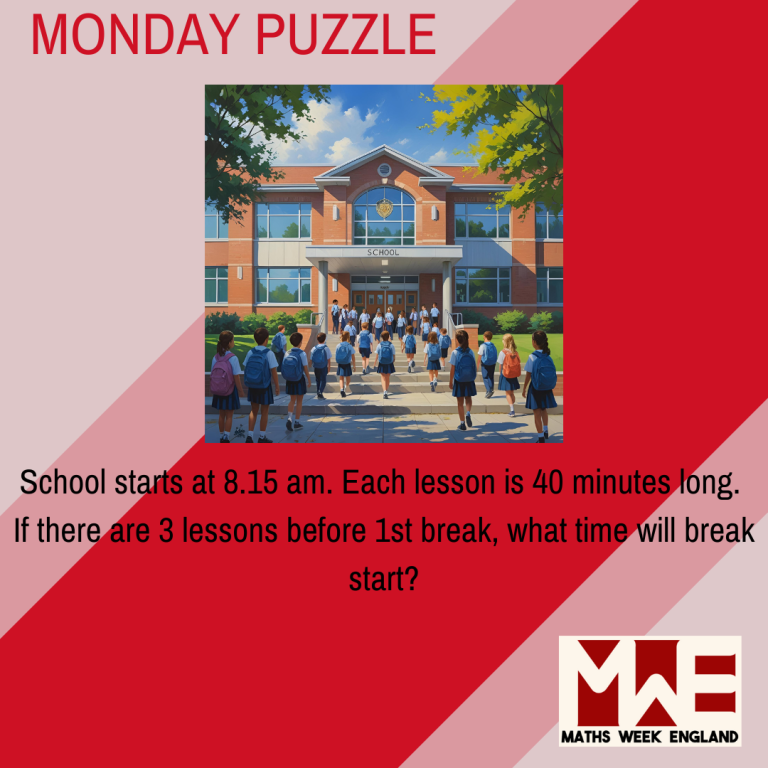 School starts at 8:15 a.m. Each lesson is 40 minutes long. If there are 3 lessons before first break, what time will break start?