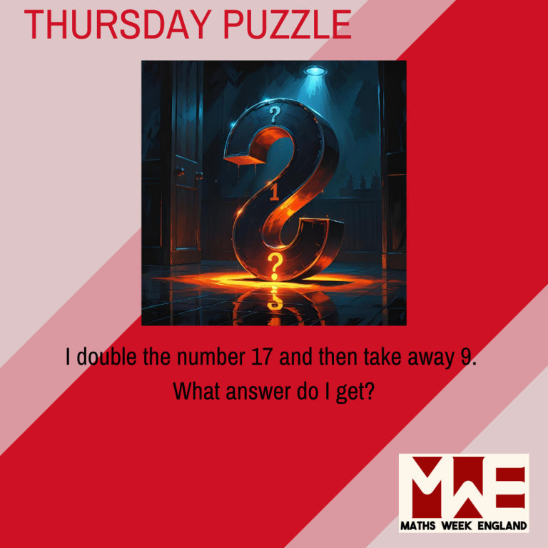 I double the number 17 and then take away 9. What answer do I get?