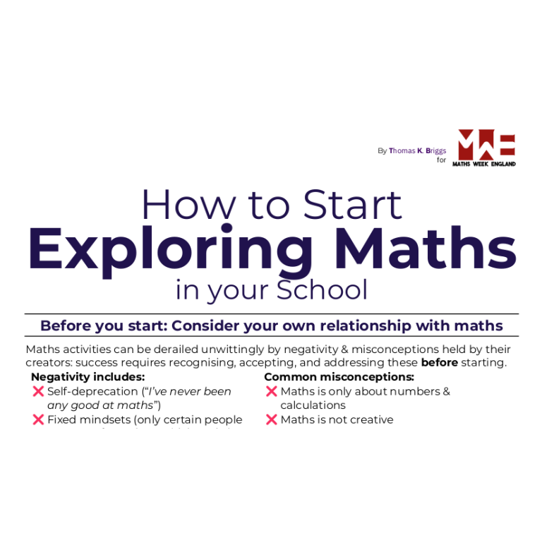 Screenshot of a PDF entitled How to Start Exploring Maths in your School